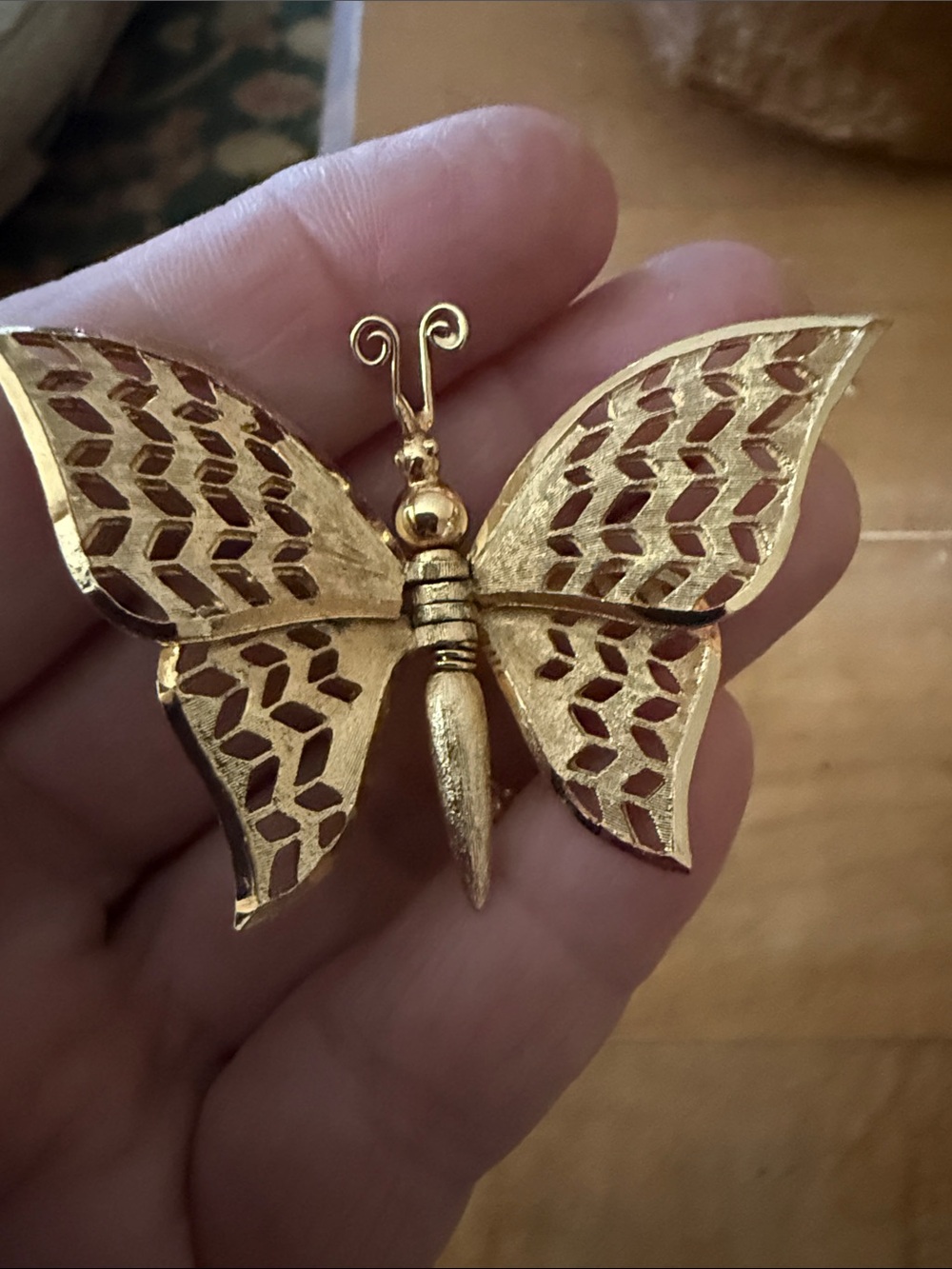 RARE Vintage Coro Articulated Mechanical Butterfly Brooch Signed Movable wings